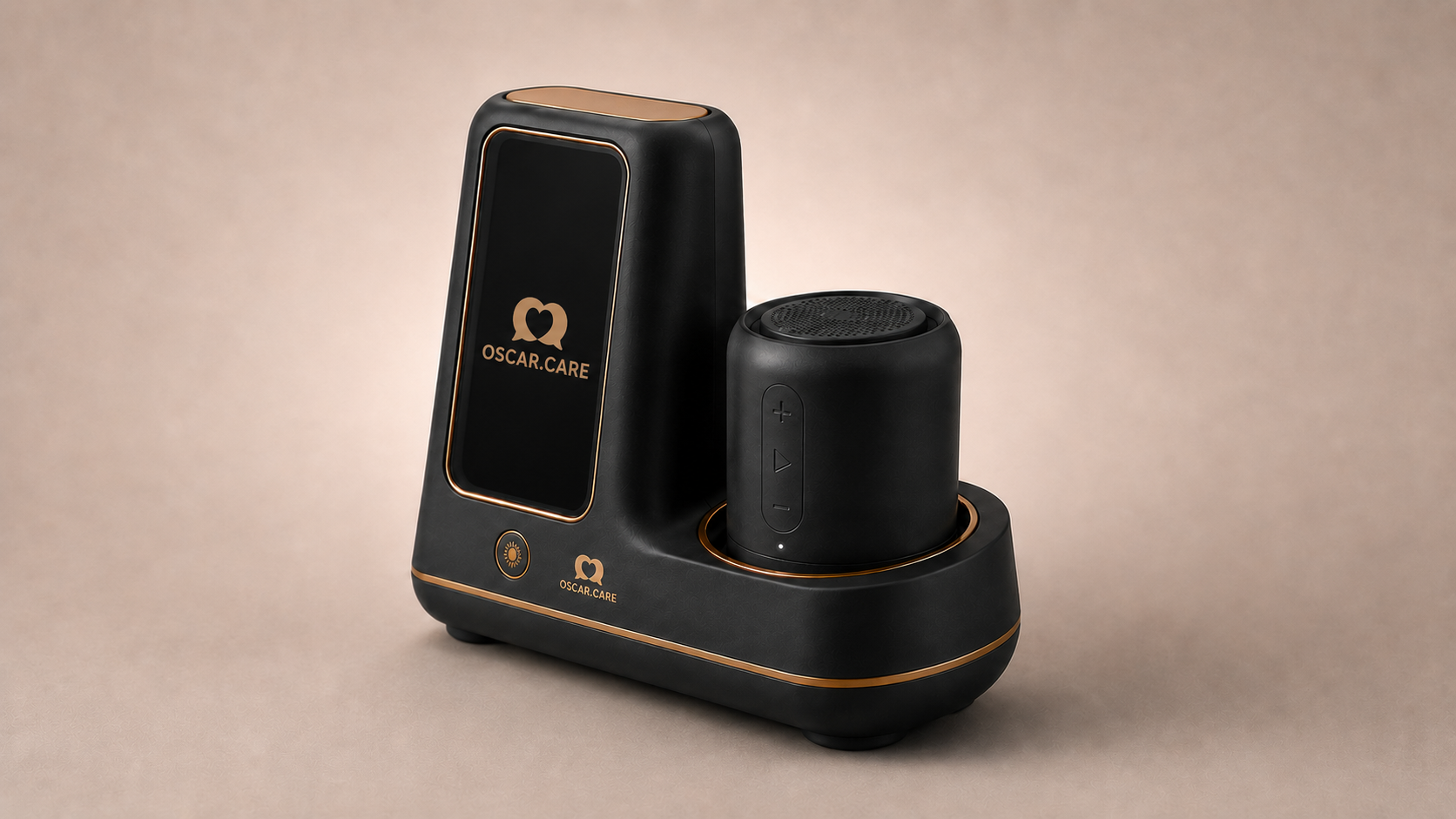 Side view of Oscar from the right, showing how shallow the base is.